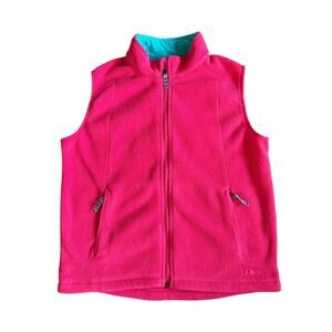 Girls L.L. Bean Fleece Hot Pink Full Zip Vest Size Large 14-16